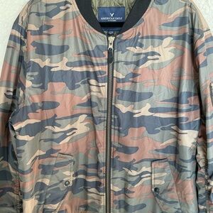 American Eagle Outfitters Men's Multicolor Camo Bomber Jacket